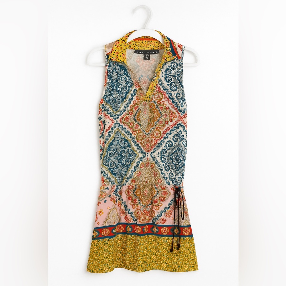 Anthropology Atina Cristina XS Sleeveless Collared Print Dress — Boho Medallion
